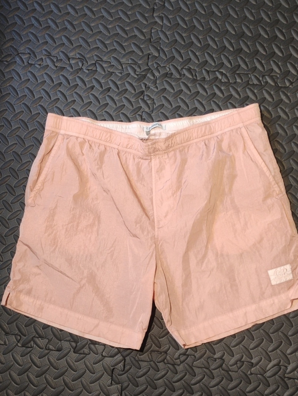C.P. Company Pale Pink Shorts with Logo Patch